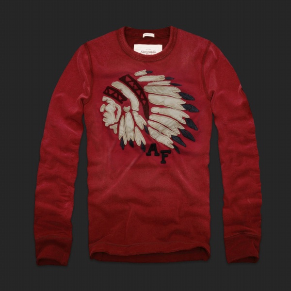 Abercrombie Fitch Hombres De Cuello Redondo Largo Remera AF5876